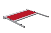 Markisen-Kassette mit rotem Tuch und rundem Kasten