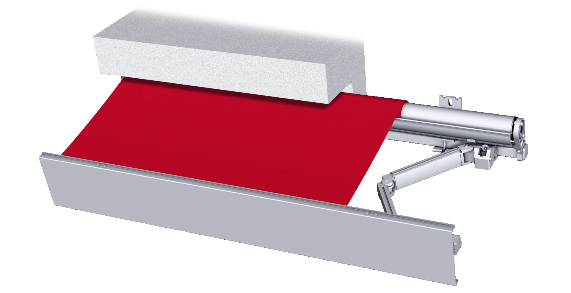 Illustration einer Markisenmontage an einer Wand