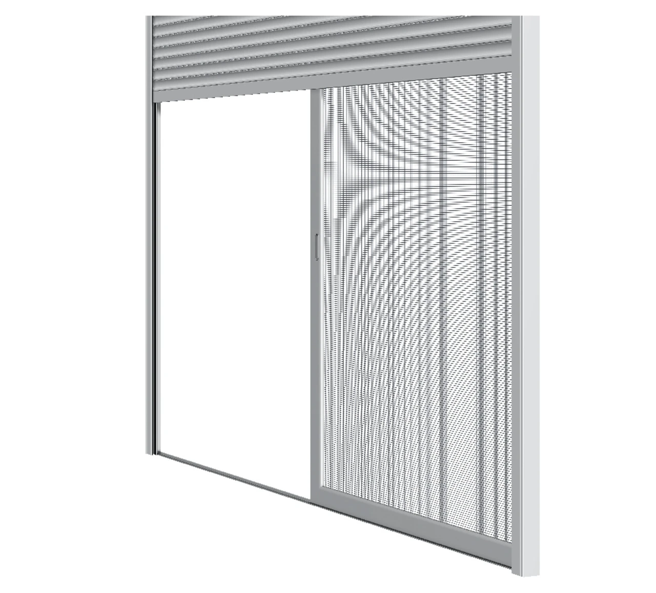 Insektenschutzgitter für Schiebetür mit integriertem Rollladen